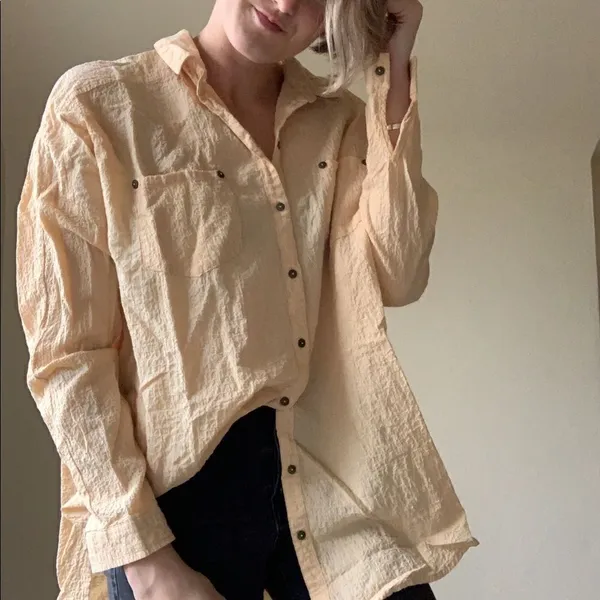 Free People Seersucker Peach Top - Image 6