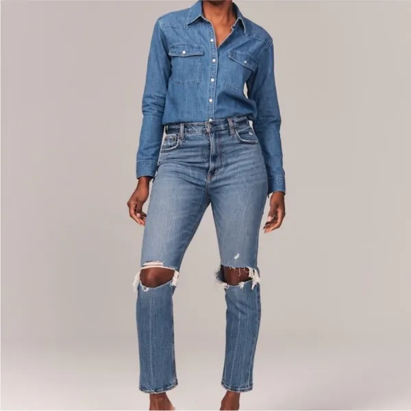 Abercrombie & Fitch The Ankle Straight Ultra High Rise Curve Love Size 26 / 2 - Image 2