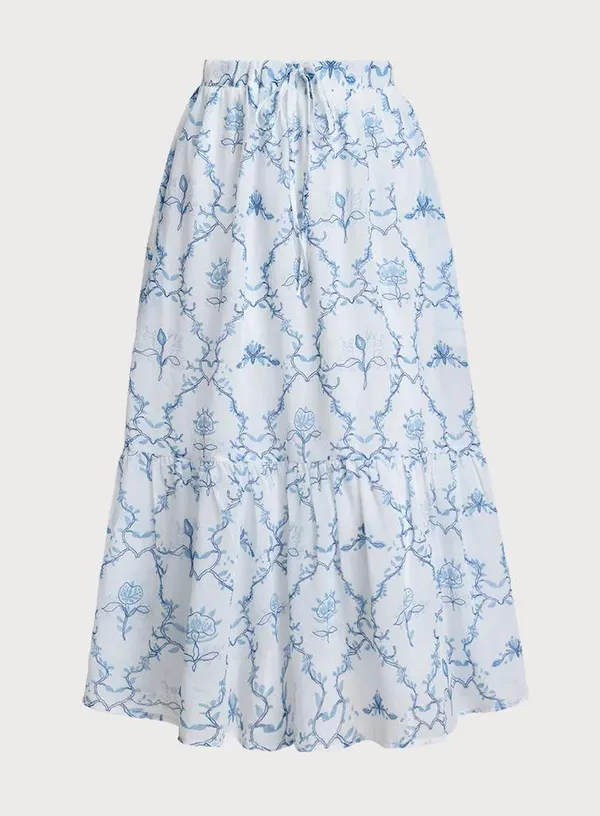 Rihoas White Floral Tiered Midi Skirt - Image 3