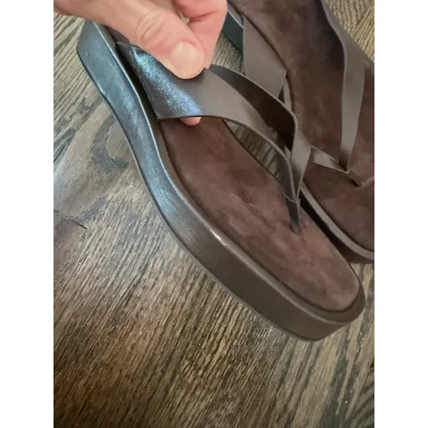 Reformation Eden Platform Flip Flop Espresso Brown Leather Suede Sz 9 NEW $228 - Image 16