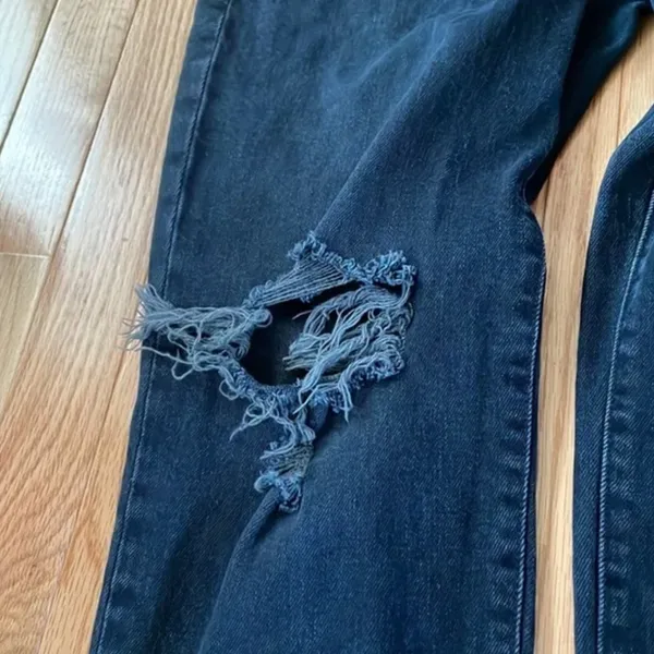 Old Navy Jeans Womens 6 Black High Rise OG Straight Distressed Casual Minimalist - Image 6