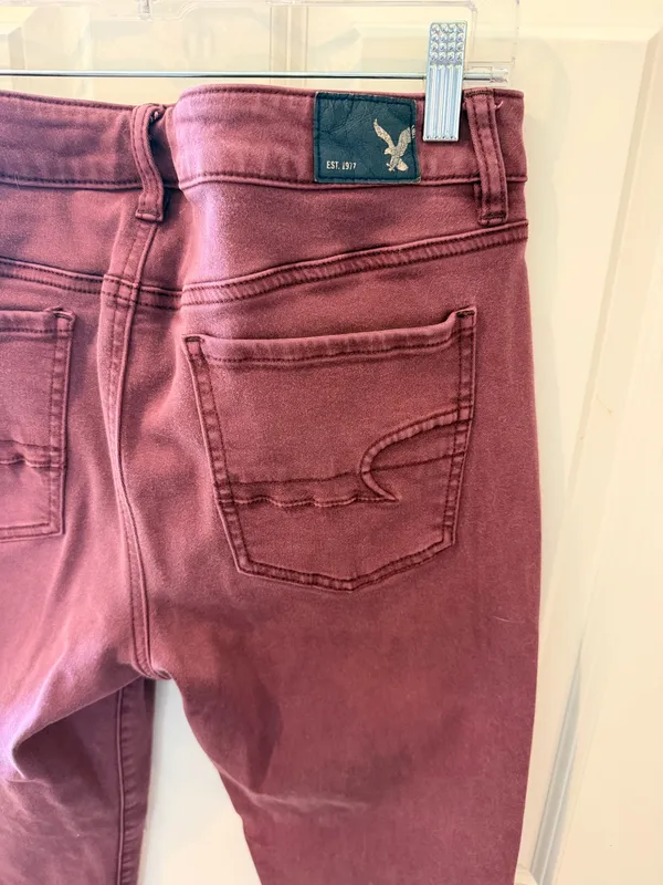 American Eagle Maroon Hi-Rise Jegging Size 12 - Image 5