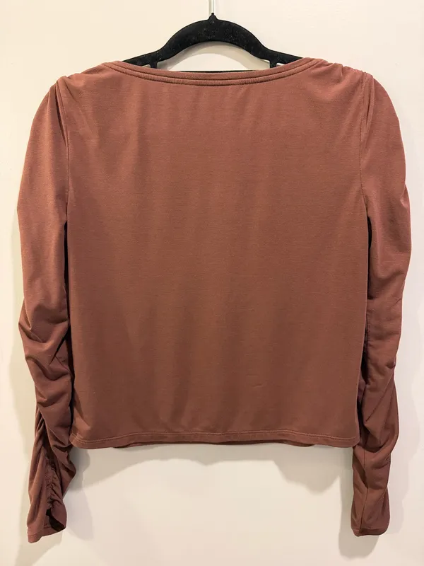 Athleta All Around Ruched Long Sleeve Top Chocolate Brown - Image 4