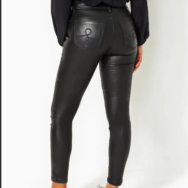 Lilly Pulitzer Eagan Black High Rise Coated Skinny Jeans D31‎ - Image 2