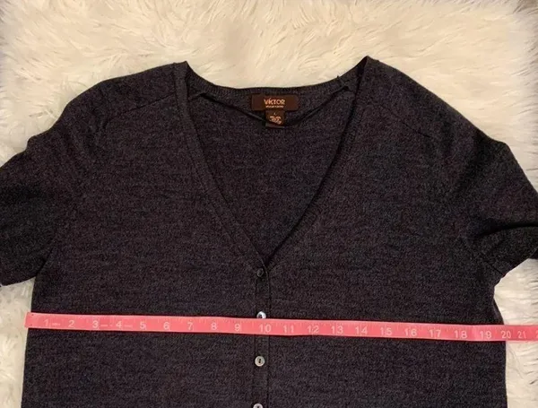 wool button front sweater charcoal gray L - Image 5