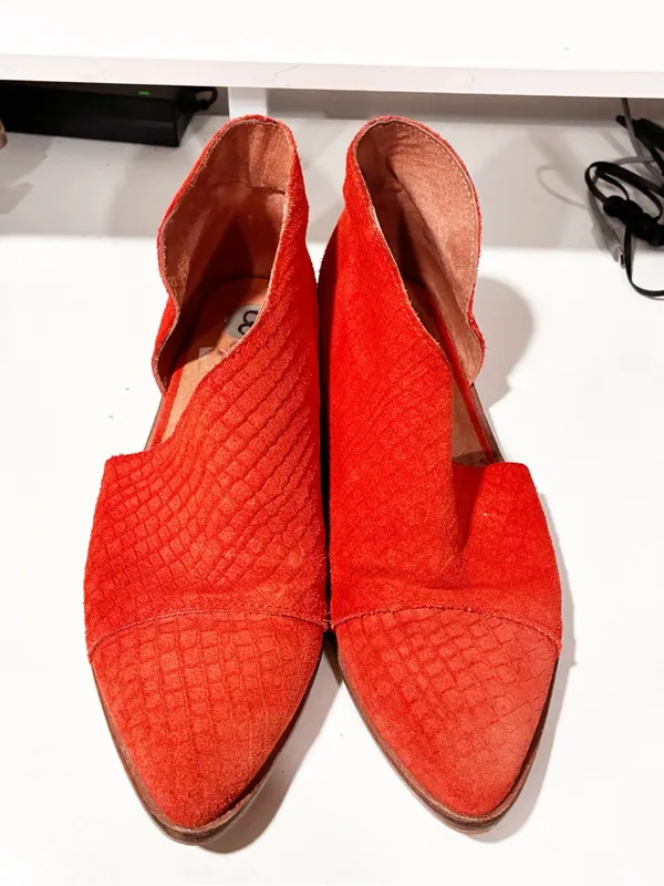 Free People Royale Leather D'Orsay Booties Orange Leather Flats Size 8 - Image 2
