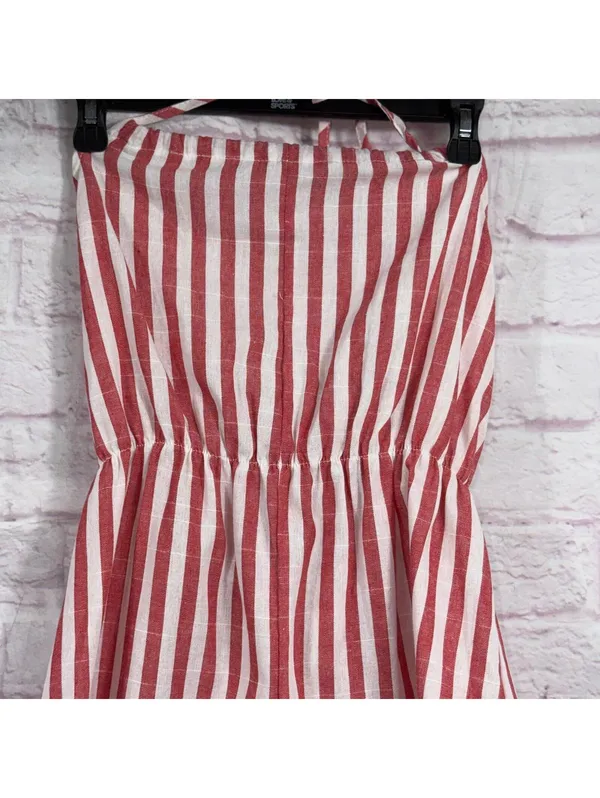 Zaful Large Red and White Striped Halter Romper - Image 2