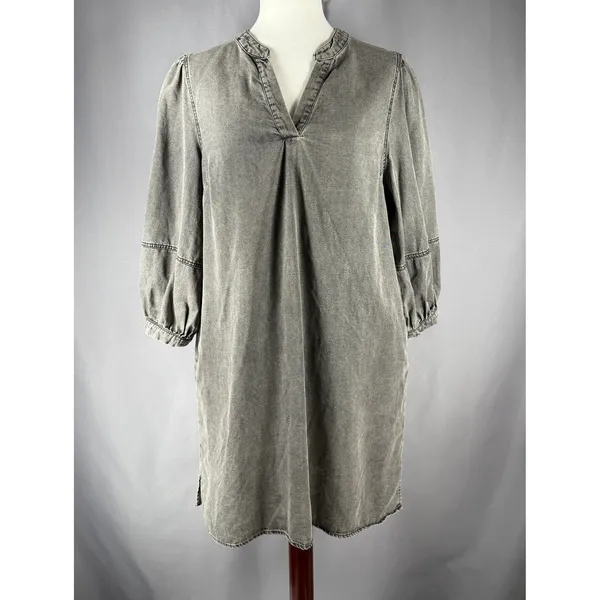 Entro Women's Gray Chambray Tunic‎ Dress Size M Western Chic Prairie Country - Image 7