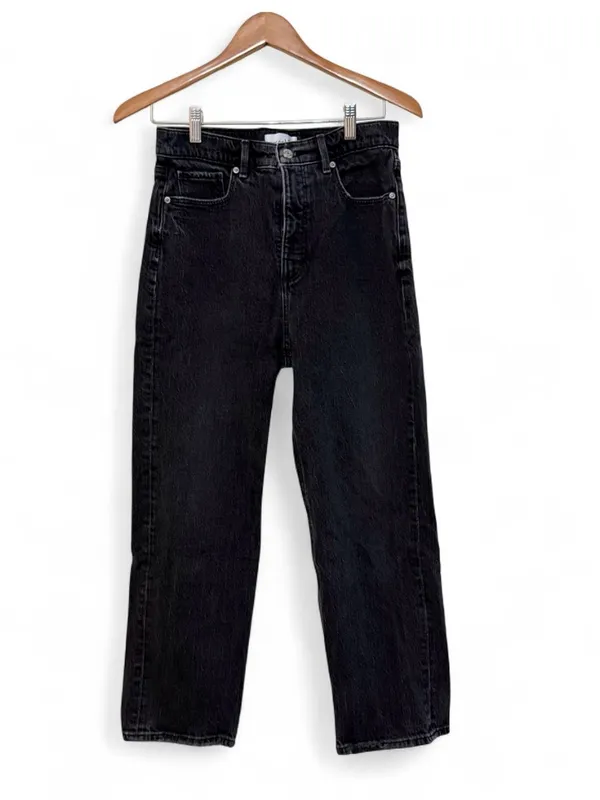 LOFT The 90s Straight Leg Jeans Washed Black Distressed High Rise Size 27 Petite - Image 2