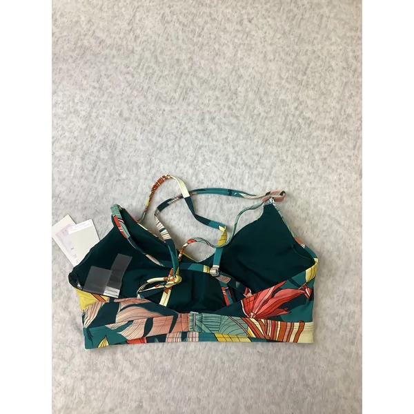 CALIA Strappy Back Ruched Bikini Top Botanical Print Sea Green Large WSA23223 - Image 2