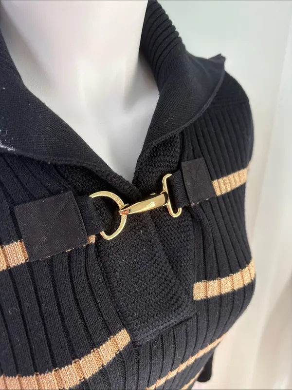 Ralph Lauren Black & Gold Striped Sweater Small - Image 7