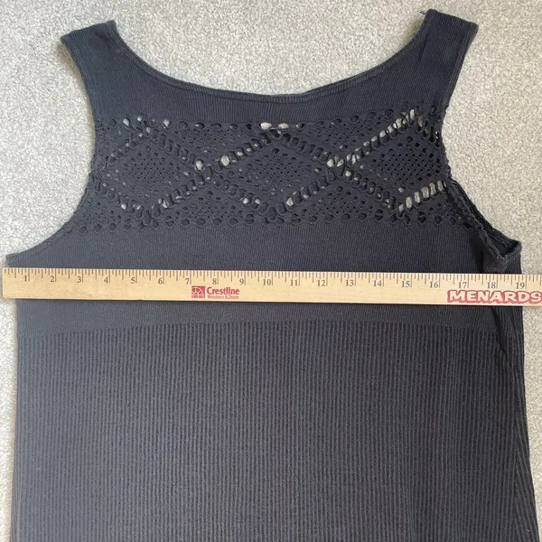 J. Valdi Vintage Boho Crochet Knit Maxi Dress Black Made in USA Size Large - Image 13