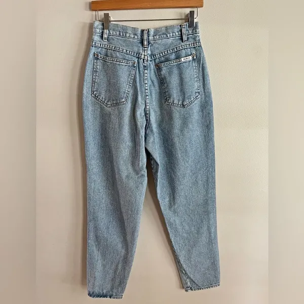 Vintage Bill Blass Pleated High Rise Tapered Mom Jeans Light Wash 80s 90s XS-S - Image 9