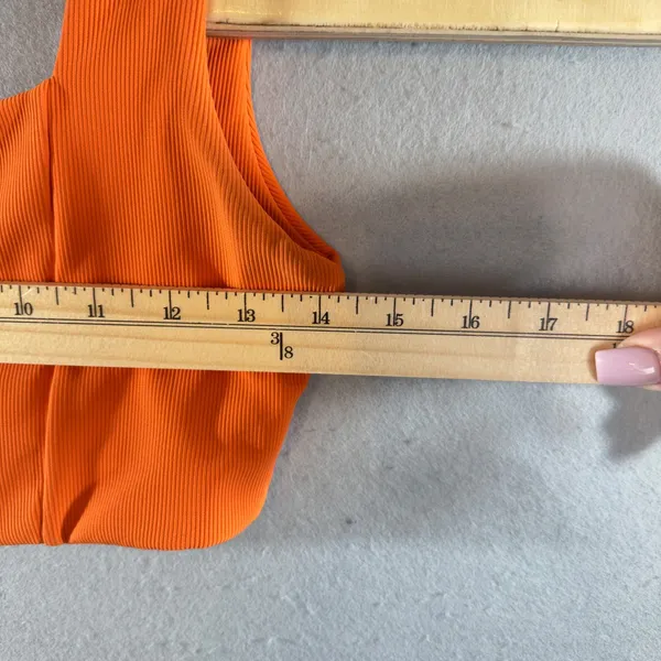 627 |‎ WILO The Label Ribbed Square Neck Athletic Crop Top Orange Womens Small - Image 4