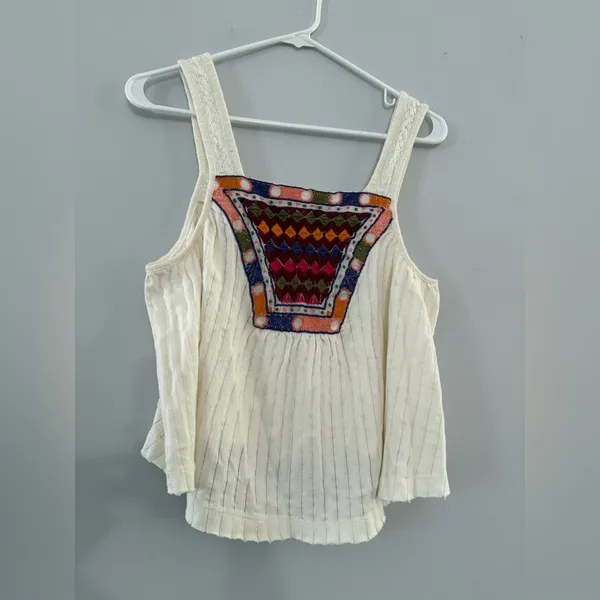 Urban Outfitters Tank Top Loose Boho Hippie Multi Color Pattern Cream Size M - Image 2