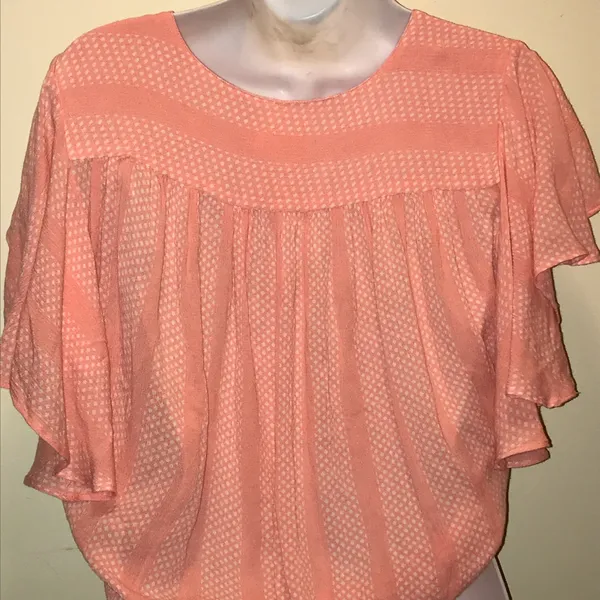 Anthropologie Maeve Nell pink ruffle top size XS - Image 5