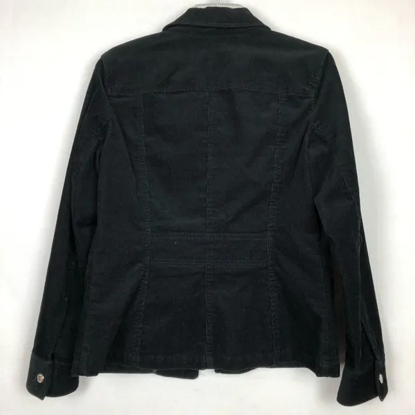 Jones New York Corduroy Black Military Button Front Jacket Womens Small Cotton - Image 3