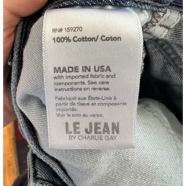 Le Jean Los Angeles Wide Leg Drawstring Jeans Size 25 Made in USA Denim - Image 5