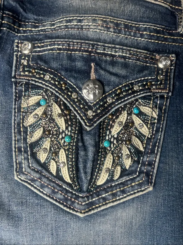Miss Me Jeans Women's Size 30 Hailey Skinny Jeans Embellished Embroidered Bling - Image 12
