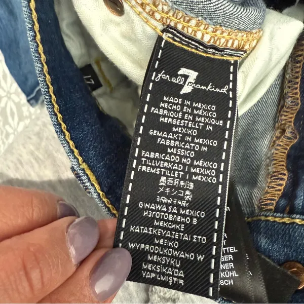 7 For All Mankind High Waist Cropped Straight Jeans Authentic Light Size 27‎ - Image 8