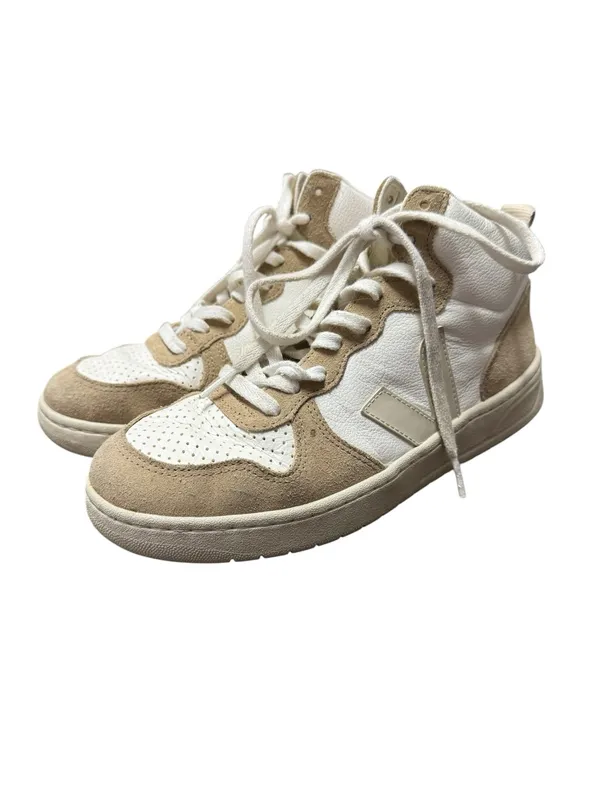 Veja V-15 High Top Lace Up Sneakers Suede Leather Beige White US 8 EU 39 - Image 2
