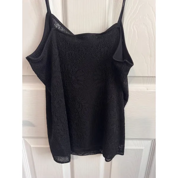 Torn by Ronny Kobo Cami Black‎ Open Knit Lace Tank Top Sleeveless Tank Large NWT - Image 5