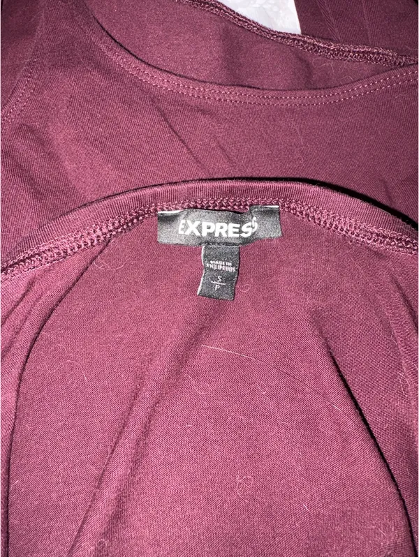 Express Off-The-Shoulder Burgundy Lace Bell Sleeve Bodysuit - Image 6
