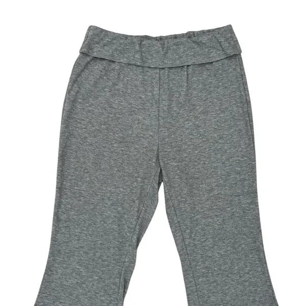 Shein Womens M 6 Flared Leggings Ribbed Fold Over Waist Gray - Image 2