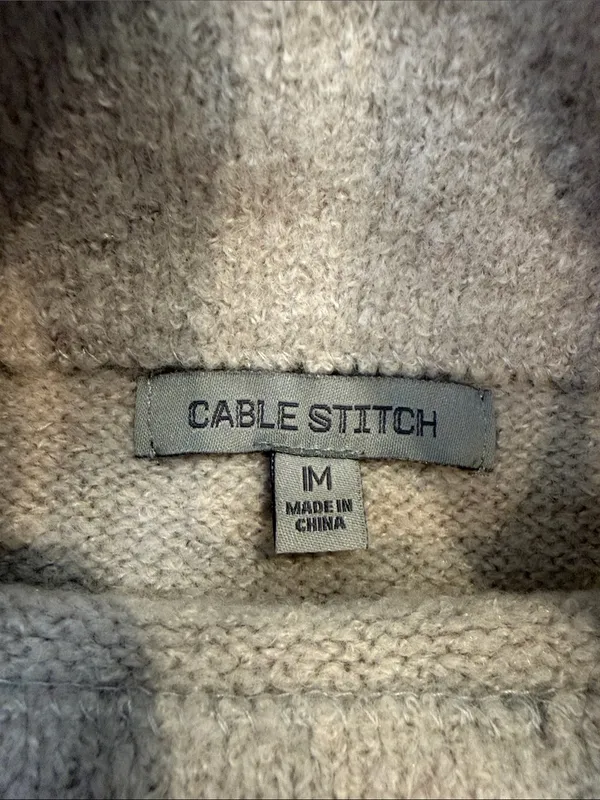 Cable Stitch Women's Cream Mock Neck Sweater Size Medium - C1-346 - Image 4