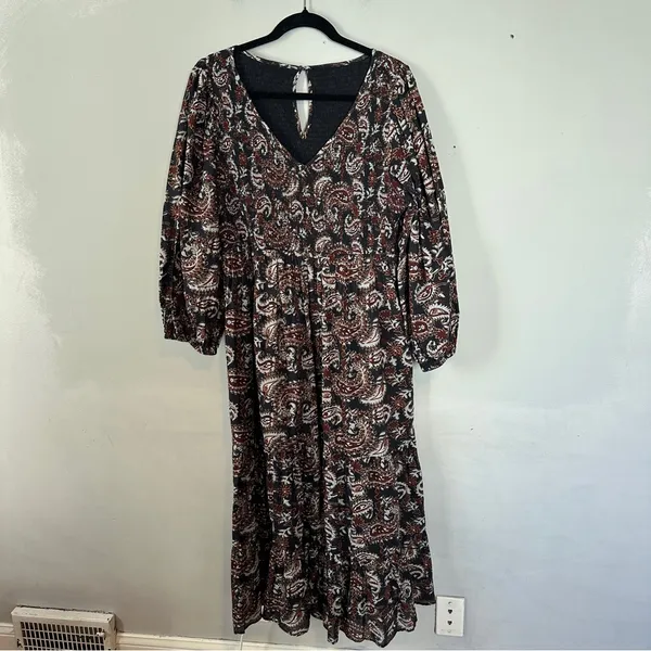 Cleobella Carly Paisley Dress Smocked Pockets XL Avalon Black - Image 3