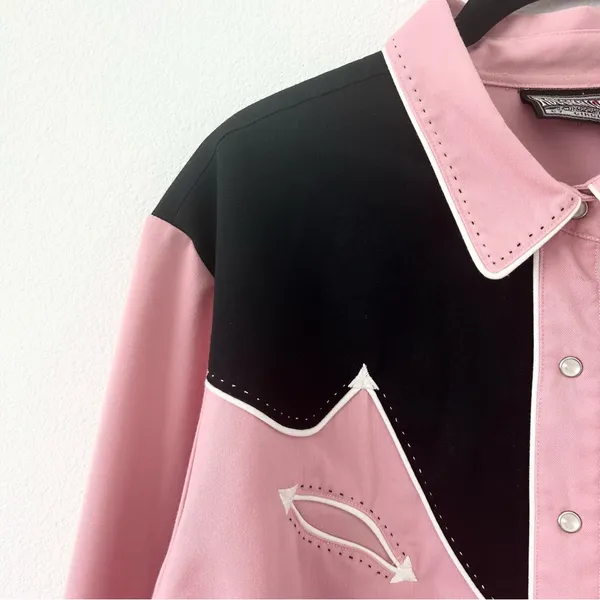 Vintage Roughrider by Circle T Pink Western Button Up Shirt - Image 3