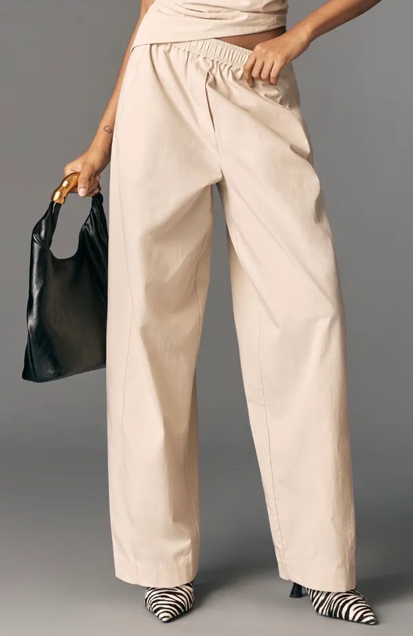 Anthropologie Maeve Poplin Sporty Pull-On Trousers, Size S - Image 3