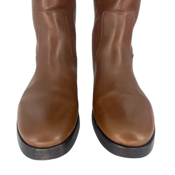 Tory Burch Riding Logo Embossed Leather Knee‎ High Boots Brown 10.5 - Image 6