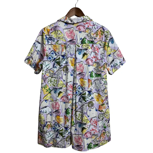 Anthropologie Pollie Short-Sleeve Swing Tunic Mini Dress Shattered Porcelain M - Image 2