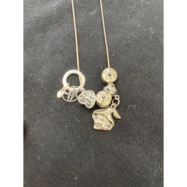 Sterling silver 925 wms 14.5" necklace with 6 charms SKU 9841 - Image 4