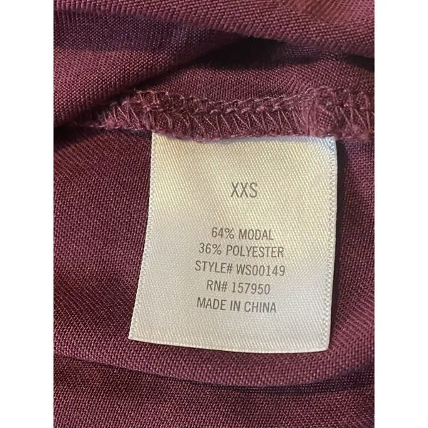Francesca's MiAmi Top Womens Small Burgundy V-Neck Peplum Short Sleeve Woven - Image 6