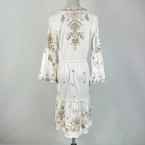 NWOT JOHNNY WAS Floral Embroidered Cotton V-Neck Knee-length Dress Size S - Image 7