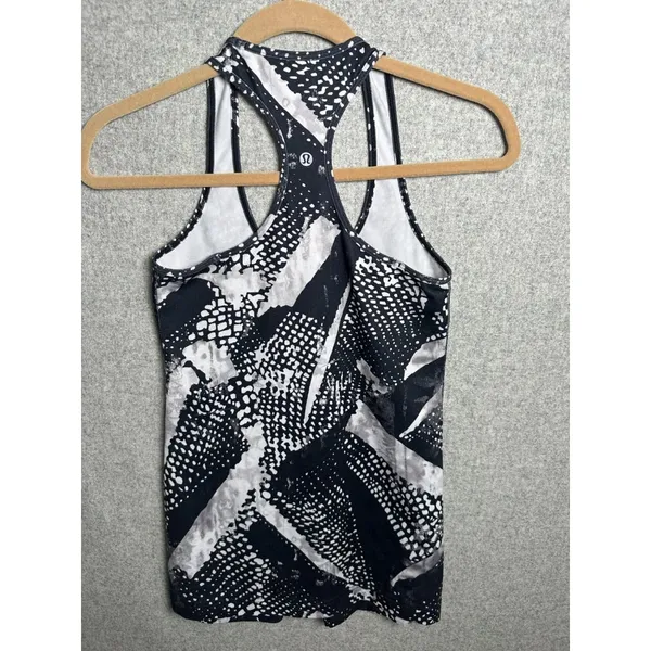 Lululemon Womens Racerback Tank Top Black White‎ Sleeveless Stretch Yoga - Image 10