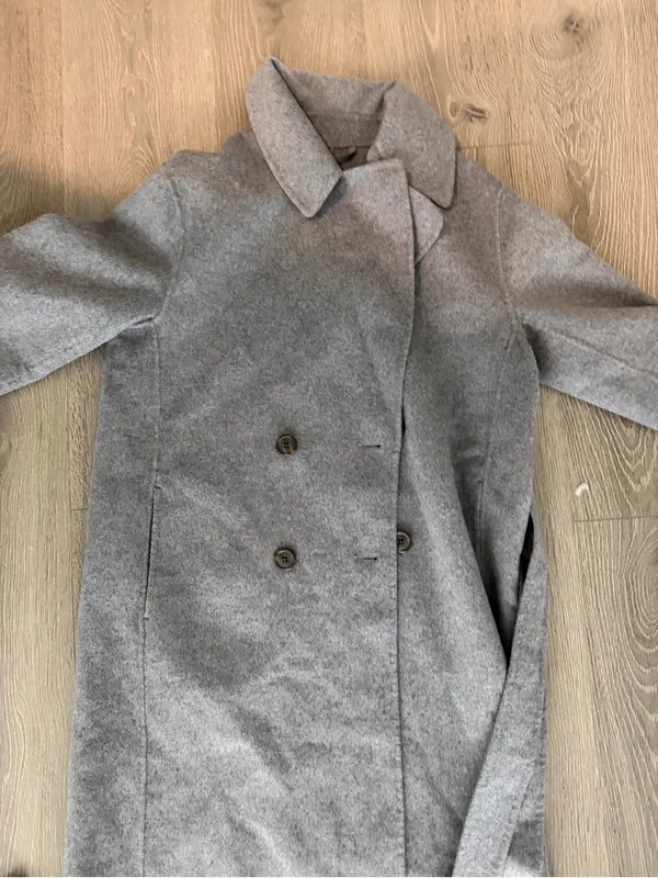 Nordstrom Gray Long Belted Wrap Robe Coat - Image 4