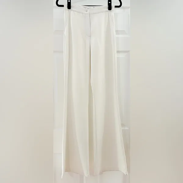 Lelagia High Waisted Wide Leg Flowy Pants White sz Small - Image 2