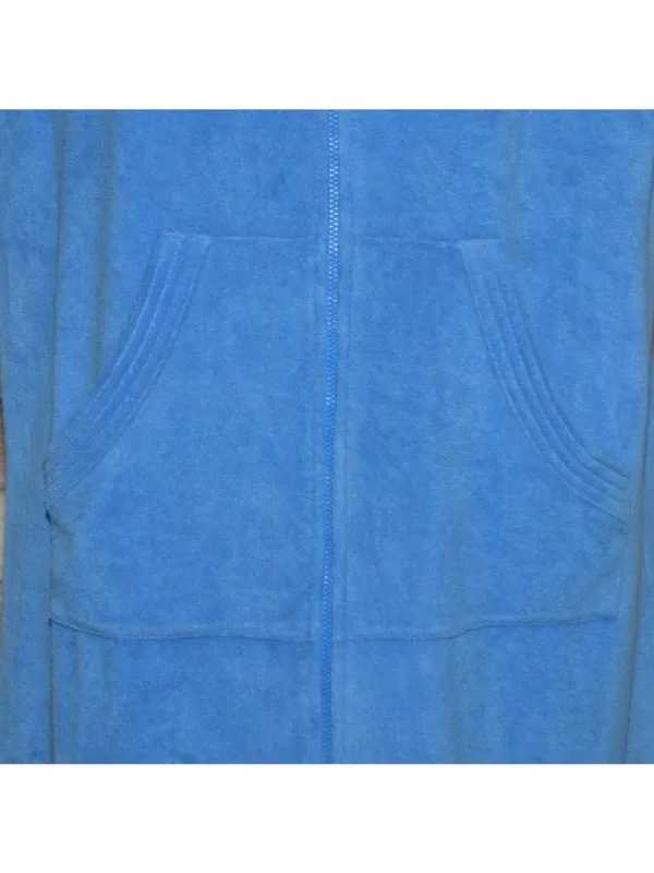 Erika Taylor Relax Blue Terry Cloth Zip Front Short Sleeve Robe Lounger Size L - Image 3