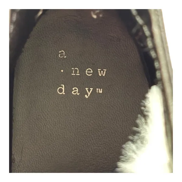A New Day Combat Boots Womens 10 Black Faux Fur Trim Lug Sole Zipper Hiking Moto - Image 7