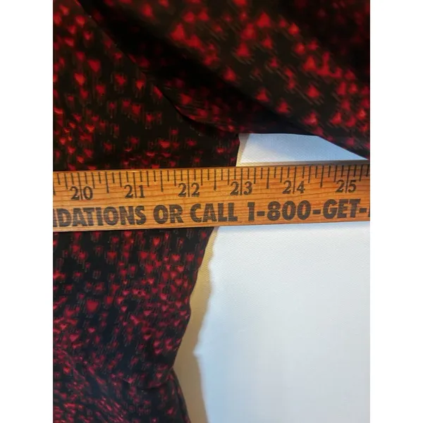 BeachLunchLounge XL Red Black Print Ruffle Long Sleeve Lined Chiffon Shift Dress - Image 4