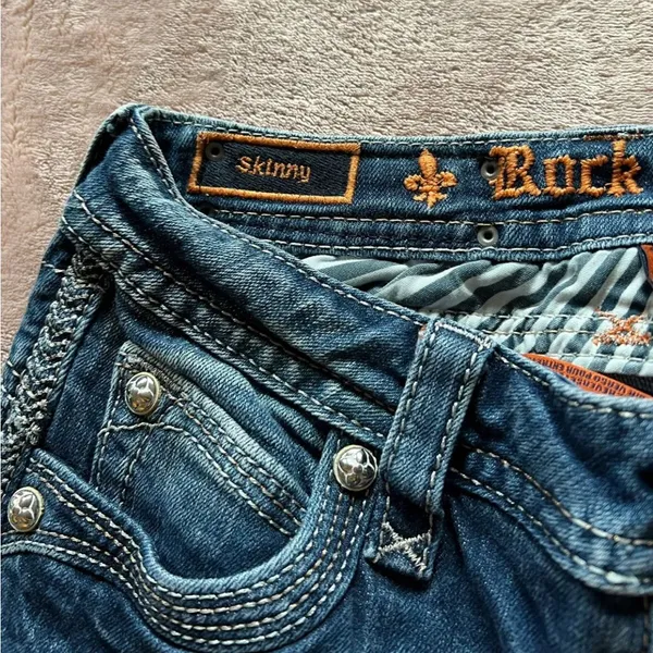 ROCK REVIVAL Skinny Lillian Denim Jeans Blue‎ 26 - Image 5