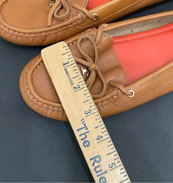 TORY BURCH Ashby Royal Tan Leather Loafers Driving Shoes Size 7 - Image 15