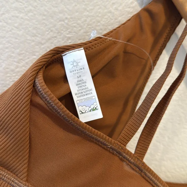 OFFLINE By Aerie Ribbed Plunge Sports Bra Size Small S NWT - Image 6