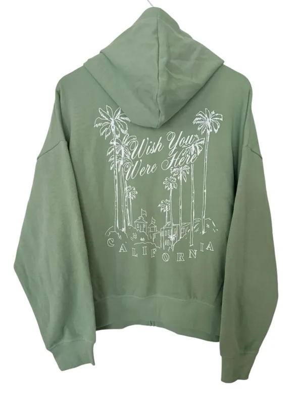 VICTORIA’S SECRET PINK Beverly Hills Zip Up Ivy Fleece Full Zip Hoodie Green L - Image 2