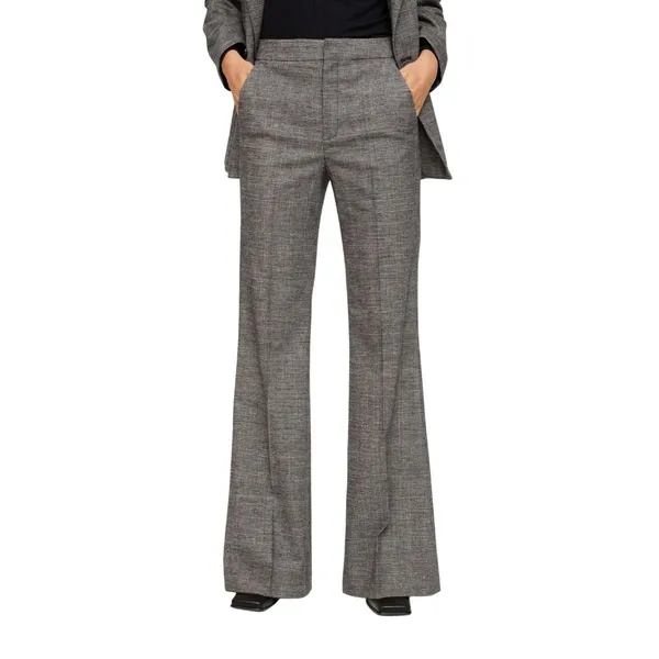 NWT Mango Womens Wool Blend Flared Leg Suit Pants Gray Brown Check EUR 38 (US 5) - Image 2