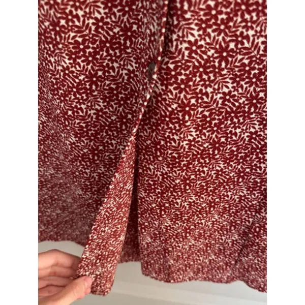 Sky and Sparrow Midi Red White Patterned Button Up Skirt Women's Sz 0 - Image 3