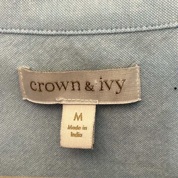 Crown & Ivy Womens Blue Cotton Tunic Shirt Long Sleeve Button Down Size M 33in - Image 5